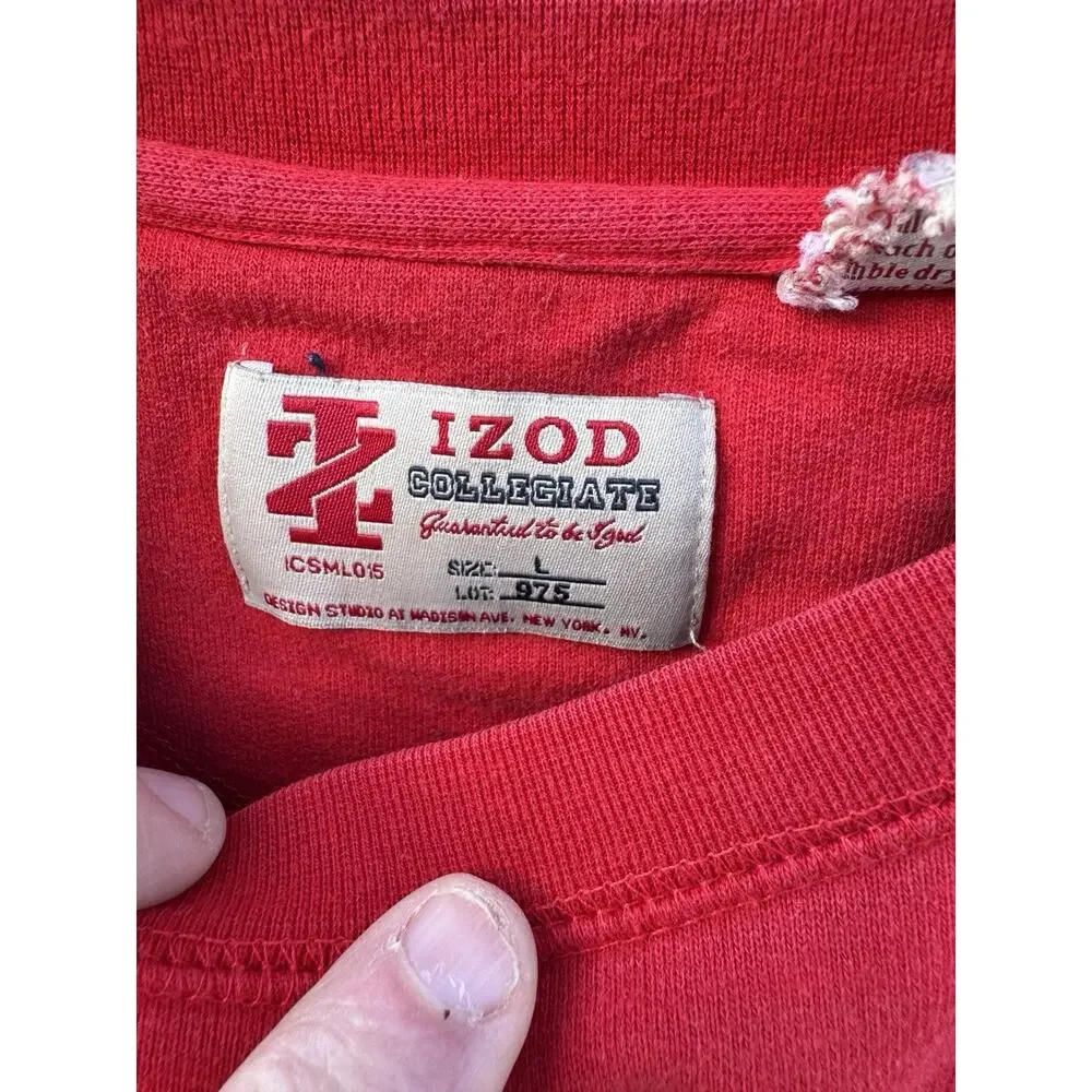 OHIO STATE UNIVERSITY Buckeyes Sweatshirt L Men's Red Short Sleeve IZOD - Picture 3 of 5